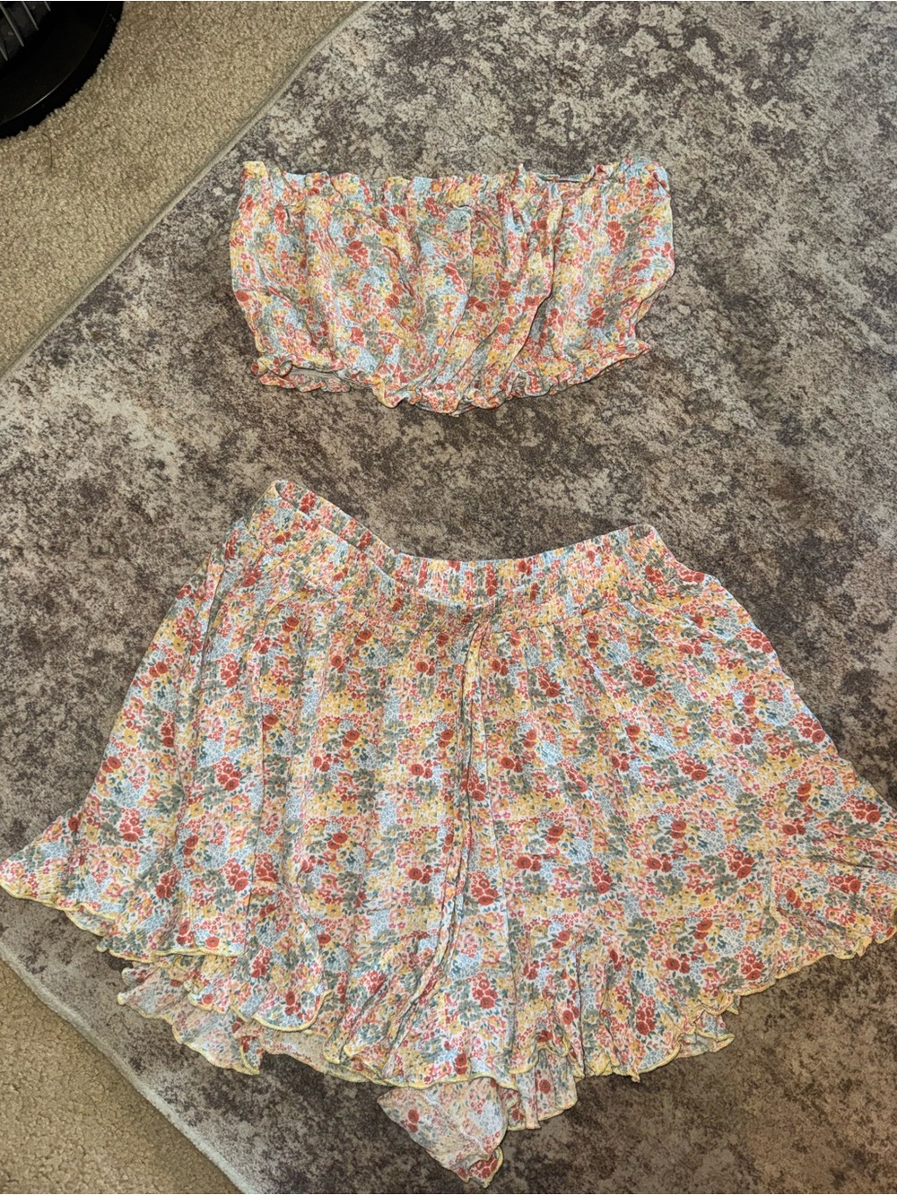 Floral Ruffle Mini Skirt - Multicolor